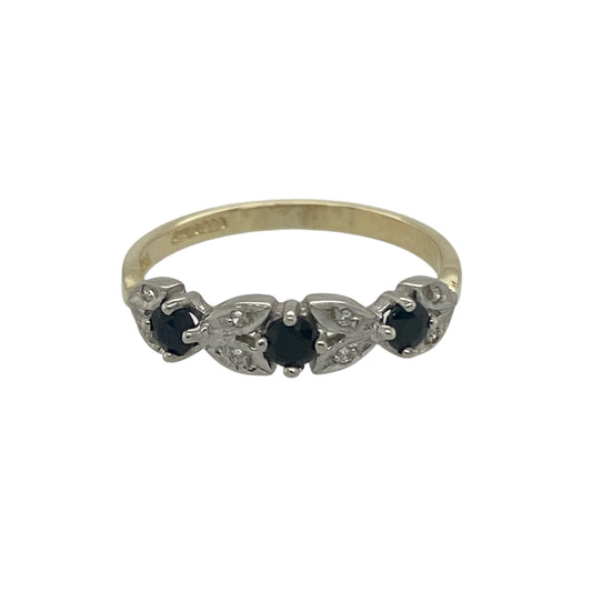 9ct Gold Diamond & Sapphire Set Band Ring