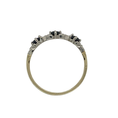 9ct Gold Diamond & Sapphire Set Band Ring