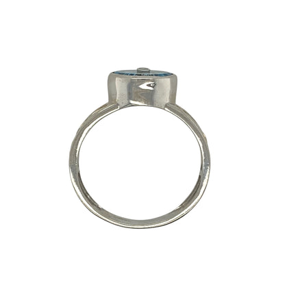 9ct White Gold Diamond & Blue Stone Ring