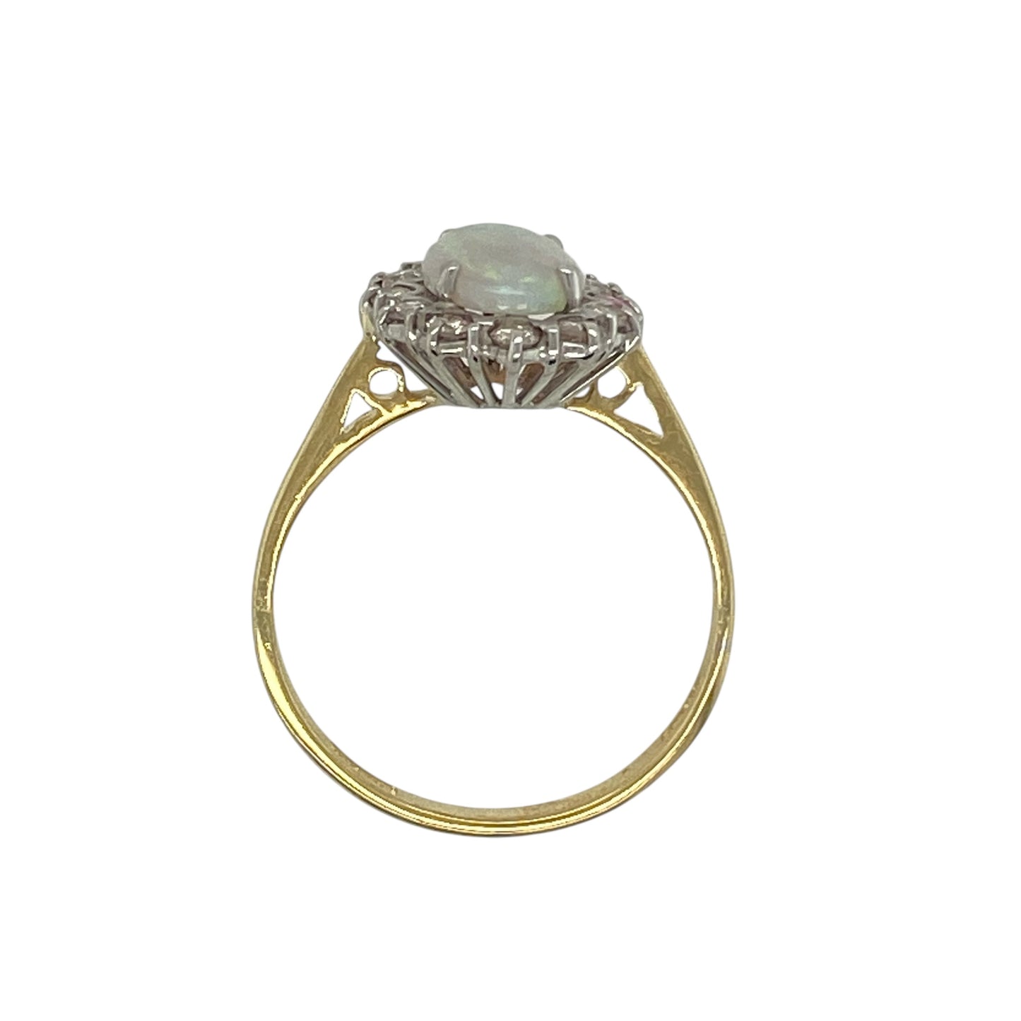 18ct Yellow Gold Diamond & Opal Set Cluster Ring
