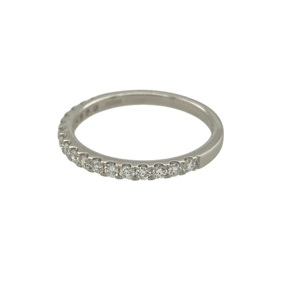 Add refined sparkle and timeless style to your jewellery collection with this pre-owned platinum diamond set band ring, featuring a classic and elegant design—perfect for everyday wear or a meaningful gift.

Design: The band is accented with sparkling diamonds arranged across the front, creating a subtle yet eye-catching display of brilliance while maintaining a clean and sophisticated profile.
