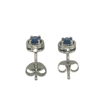 18ct White Gold Diamond & Sapphire Set Stud Earrings