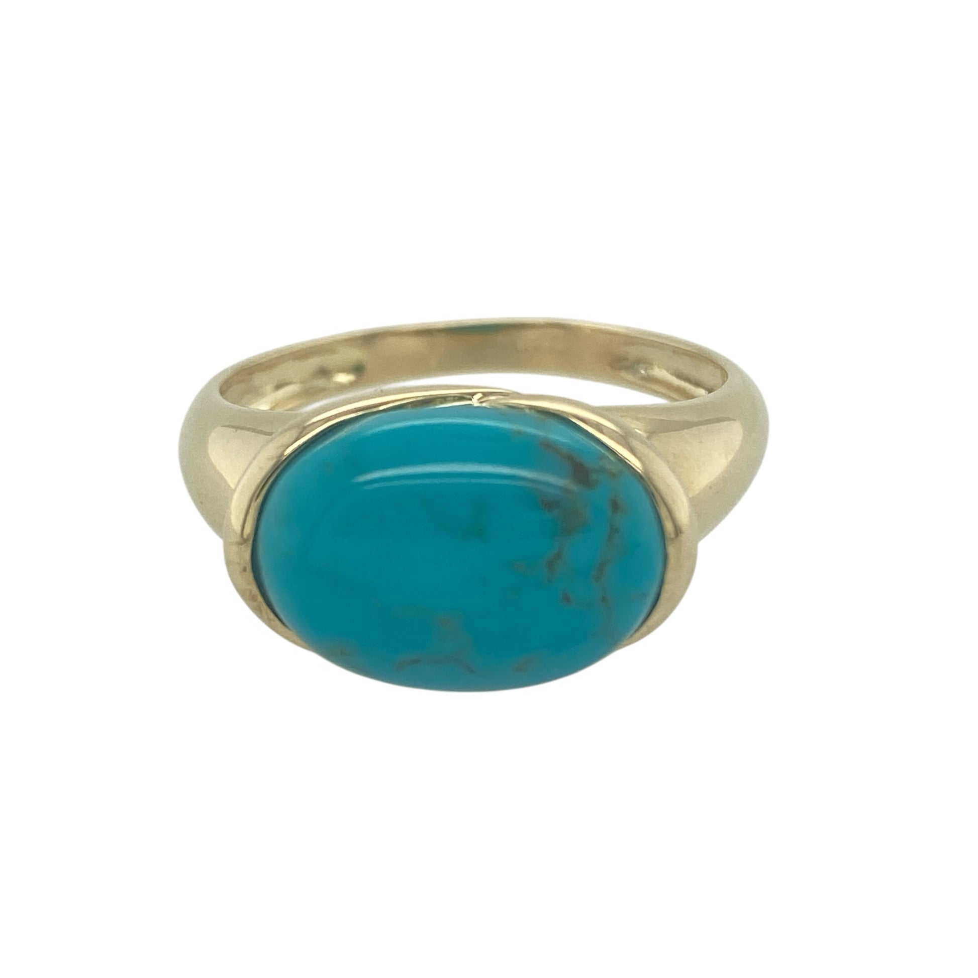 9ct Gold & Turquoise Coloured Stone Band Ring