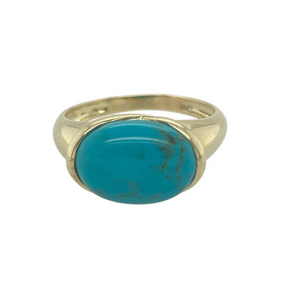 9ct Gold & Turquoise Coloured Stone Band Ring