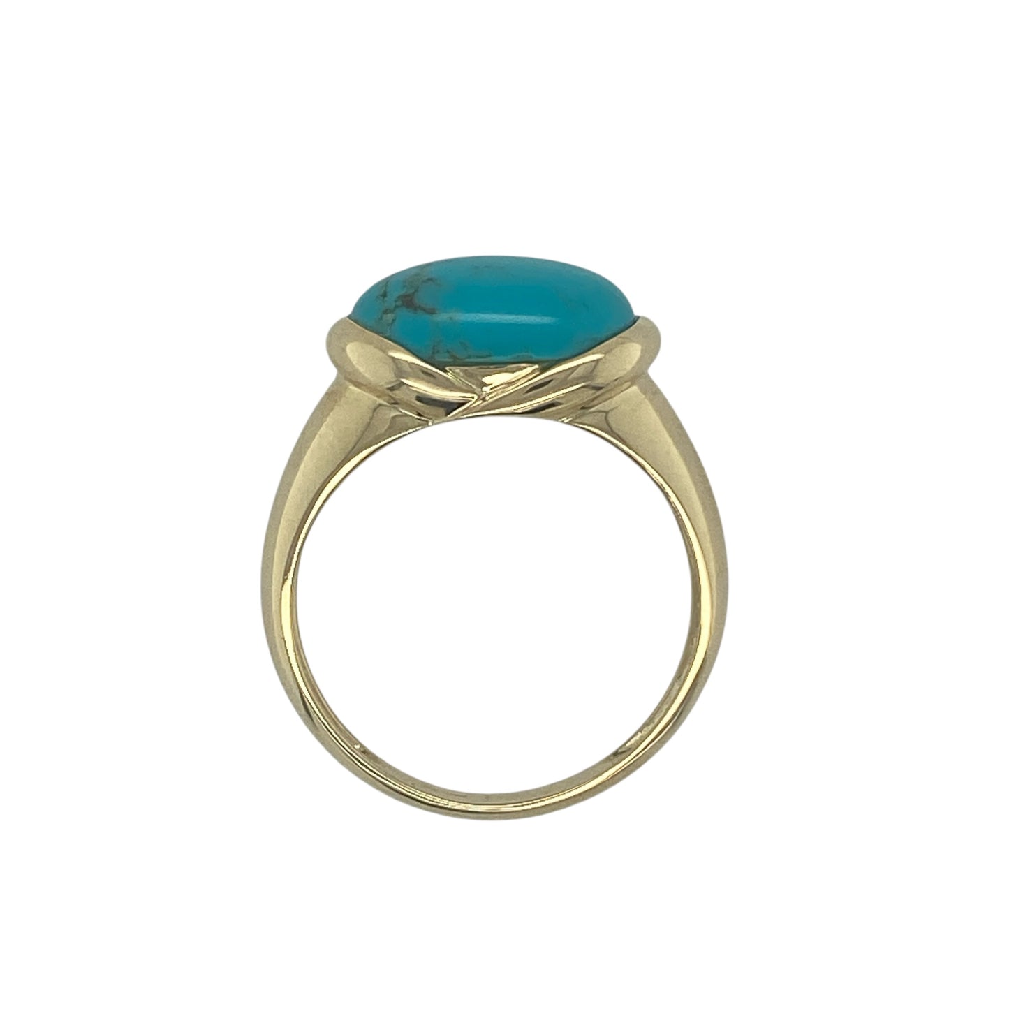 9ct Gold & Turquoise Coloured Stone Band Ring