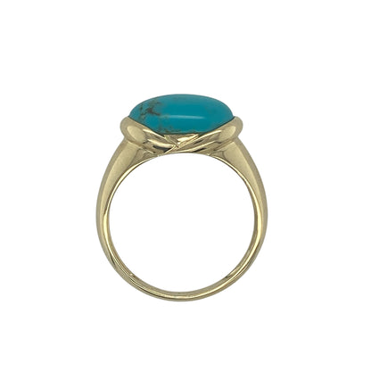 9ct Gold & Turquoise Coloured Stone Band Ring