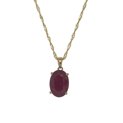 9ct Gold & Ruby Oval Set 18" Necklace
