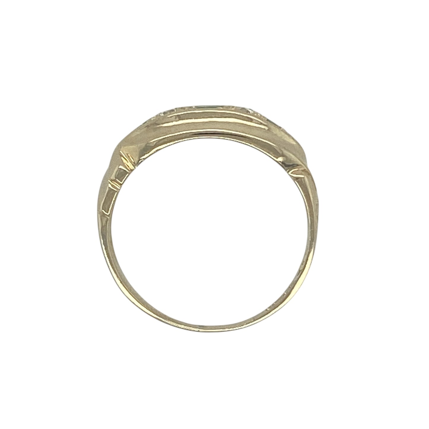 9ct Gold Diamond & Green Stone Vintage Style Ring