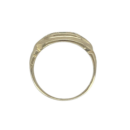 9ct Gold Diamond & Green Stone Vintage Style Ring