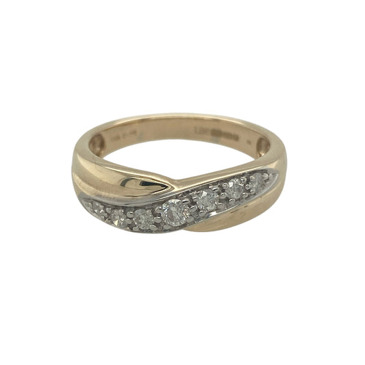 9ct Gold & Diamond Set Crossover Band Ring