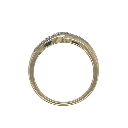 9ct Gold & Diamond Set Crossover Band Ring