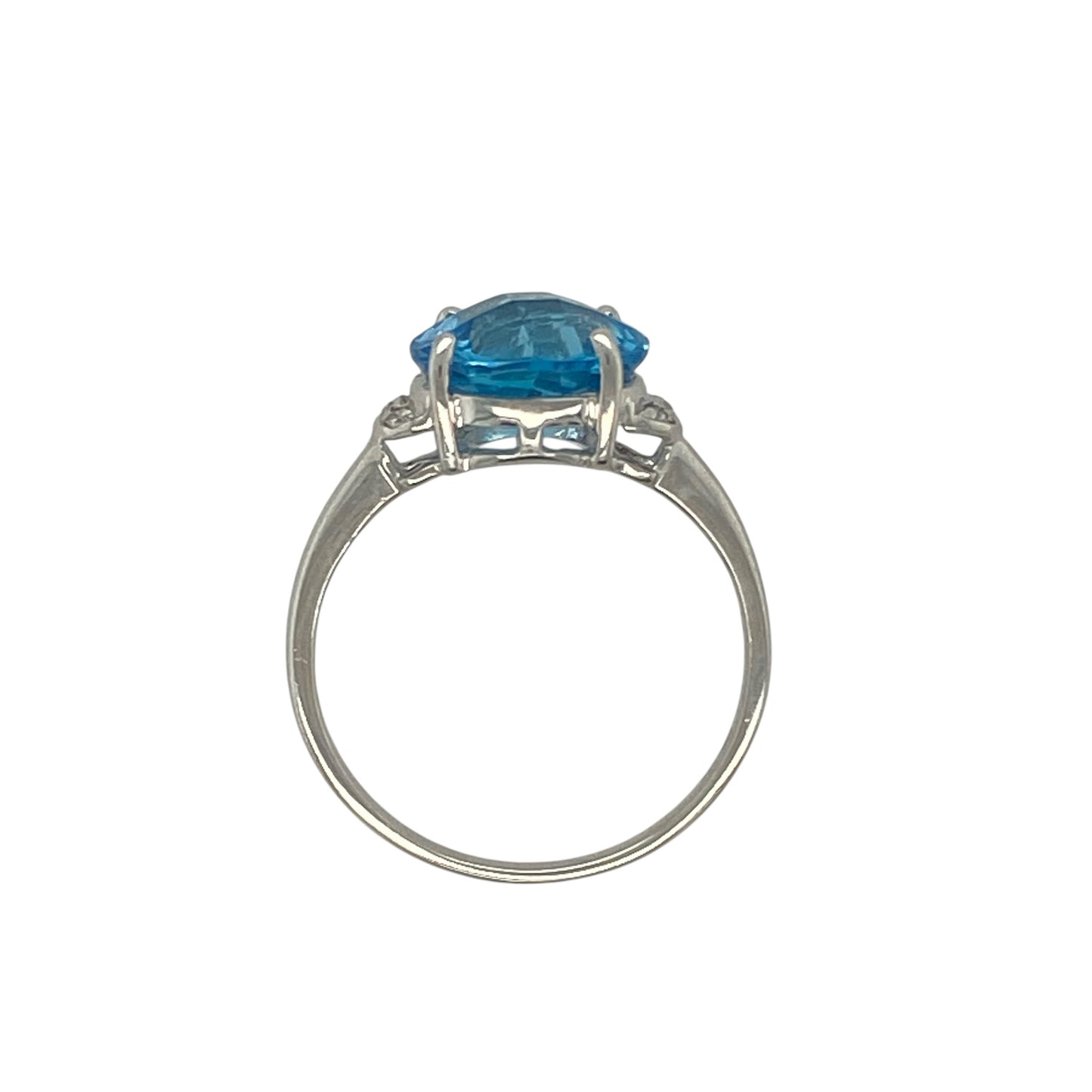 9ct White Gold Diamond & Blue Stone Set Ring