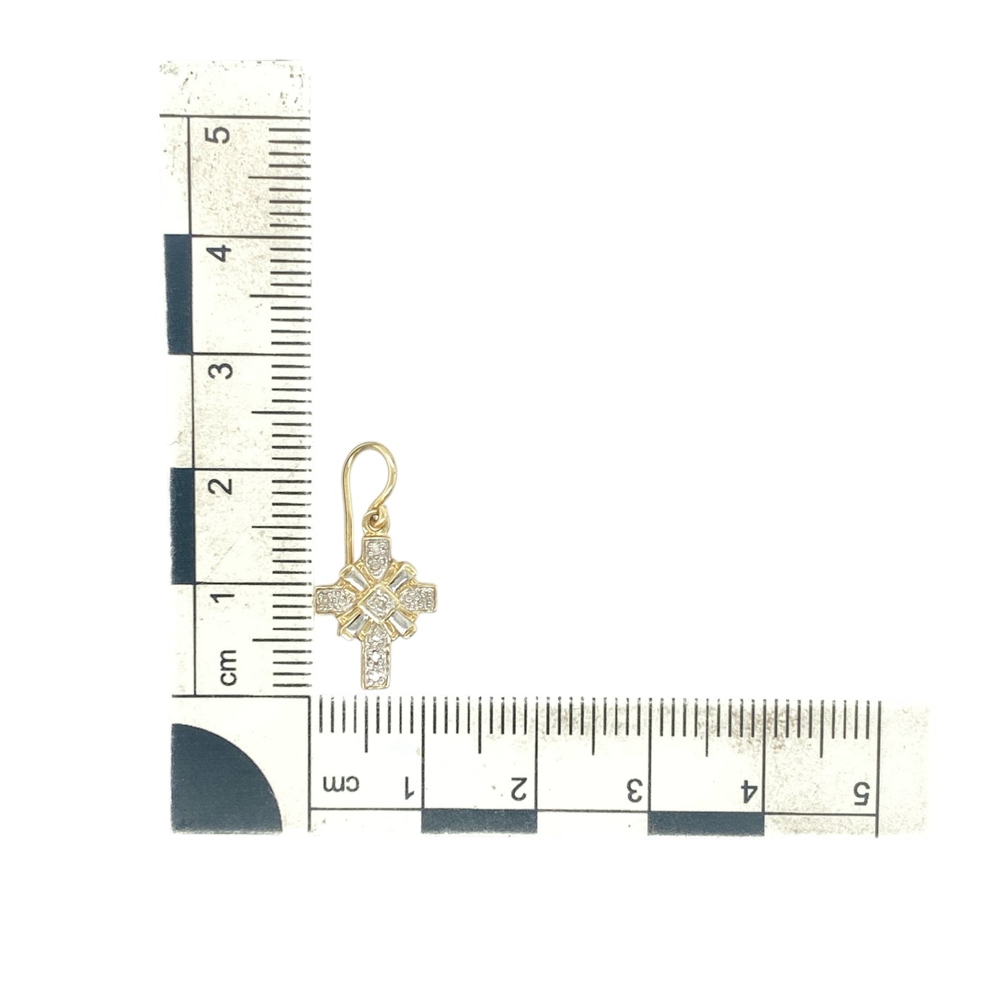 9ct Gold & Diamond Set Fancy Cross Drop Earrings