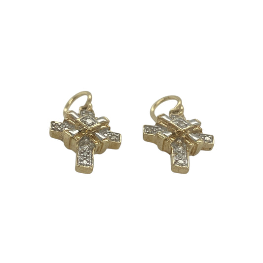Add meaningful elegance and subtle sparkle to your jewellery collection with these pre-owned 9ct yellow gold diamond set fancy cross drop earrings, featuring a detailed cross design with delicate movement—perfect for everyday wear or special occasions.

Design: The earrings feature a decorative cross drop design measuring approximately 14mm by 11mm, with a refined and eye-catching shape. The drop style allows gentle movement, enhancing the overall look with added presence and elegance.
