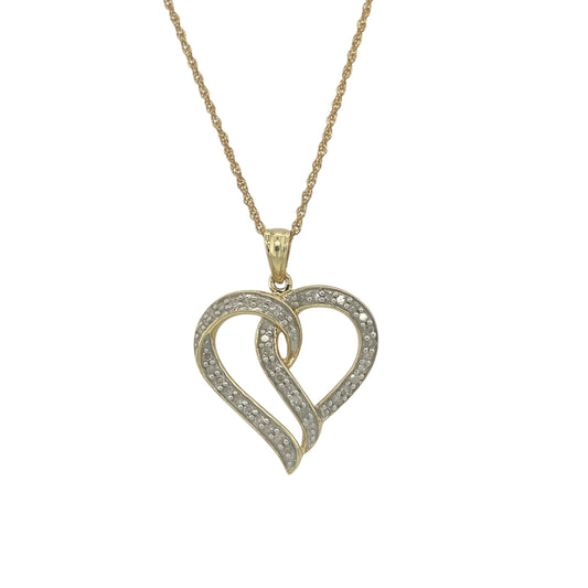 9ct Gold & Diamond Heart 18" Necklace