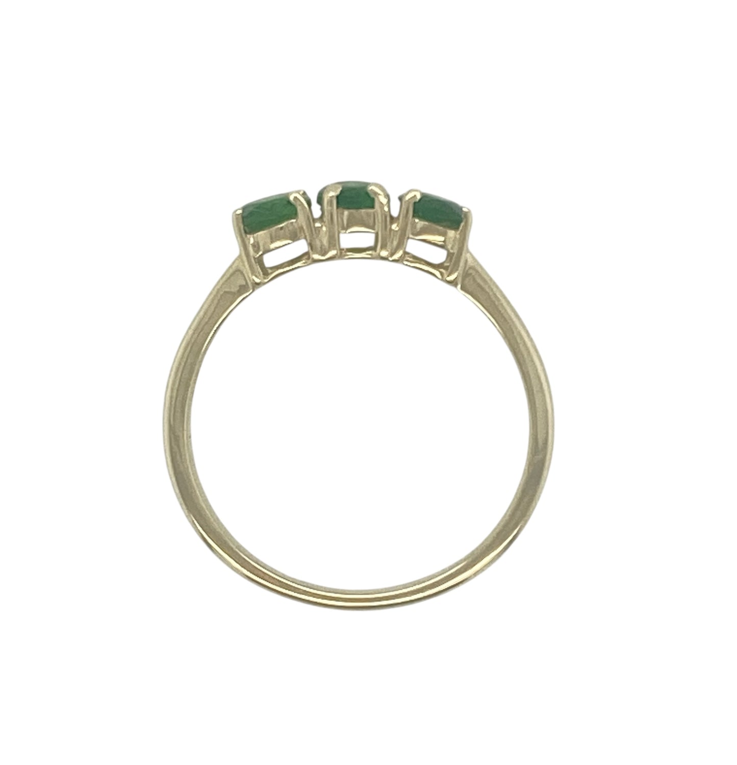 9ct Gold & Green Stone Trilogy Ring