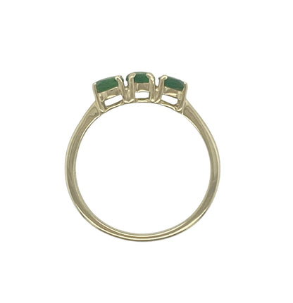 9ct Gold & Green Stone Trilogy Ring