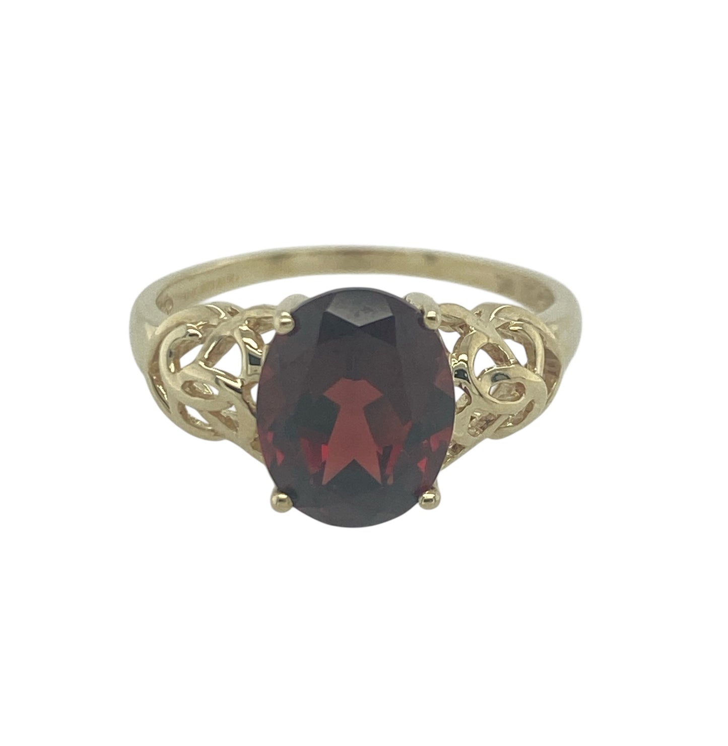 9ct Gold & Red Stone Celtic Style Ring