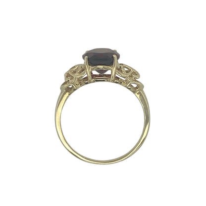 9ct Gold & Red Stone Celtic Style Ring