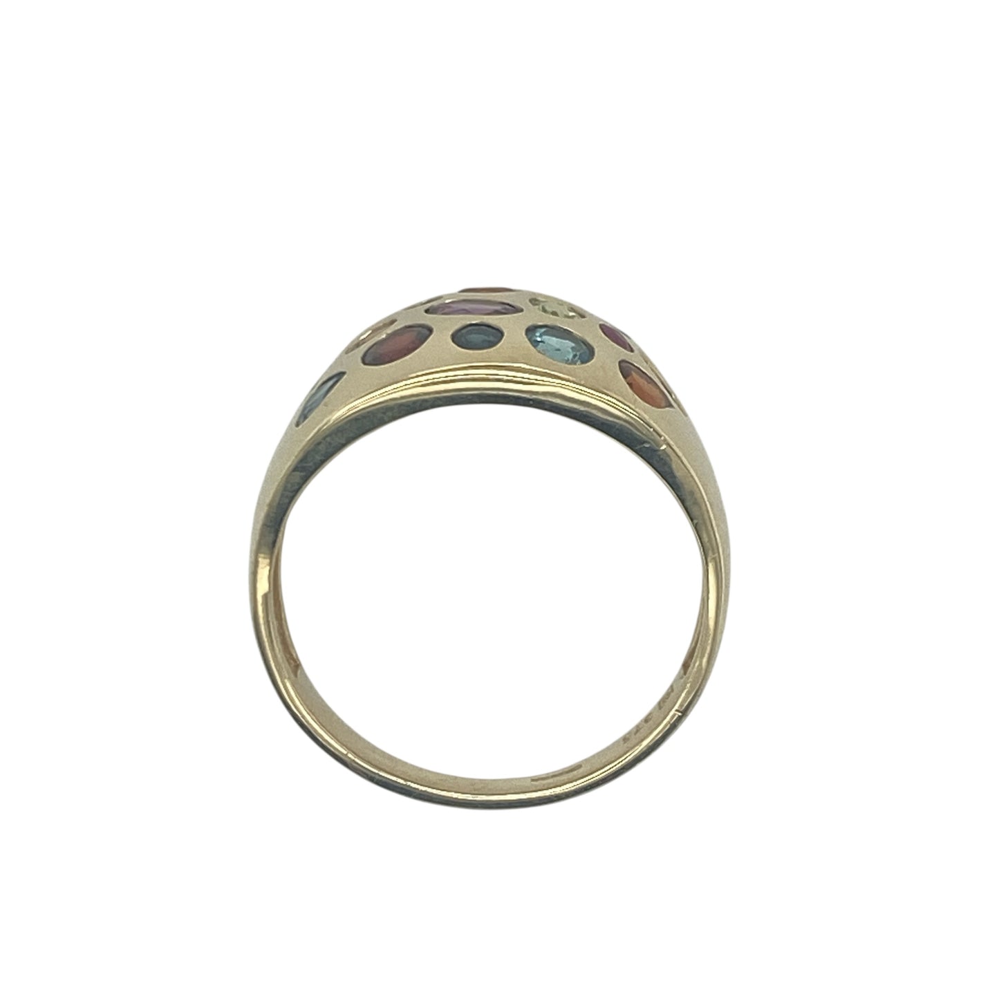9ct Gold & Multi Coloured Stone Wide Band Ring