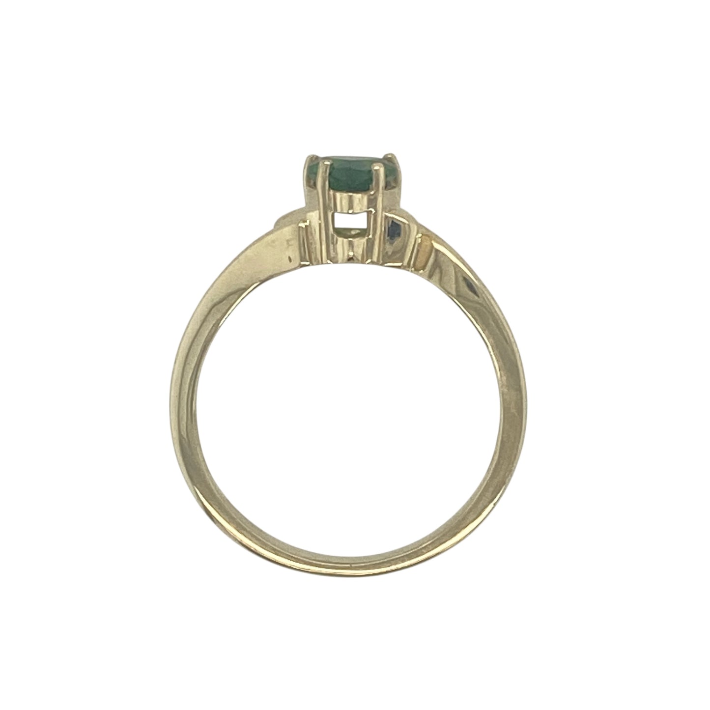 9ct Gold & Green Stone Teardrop Twist Ring