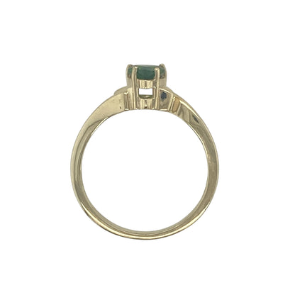 9ct Gold & Green Stone Teardrop Twist Ring