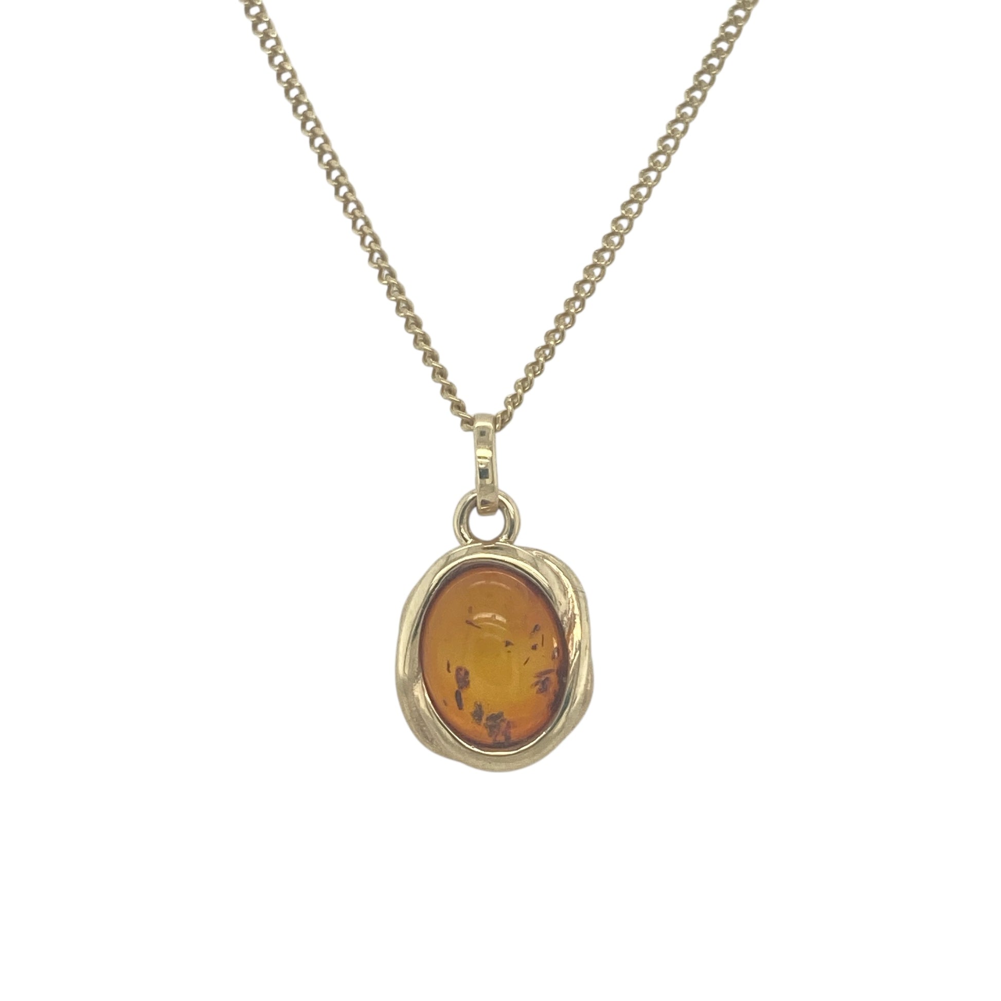 9ct Gold & Amber Set 16" Necklace
