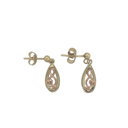 9ct Welsh Gold Tree of Life Drop Earrings