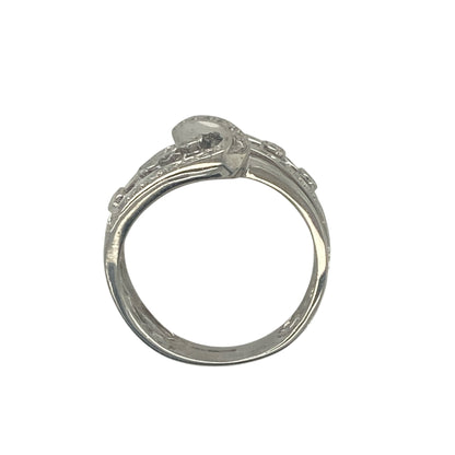 9ct White Gold & Diamond Double Band Twist Ring