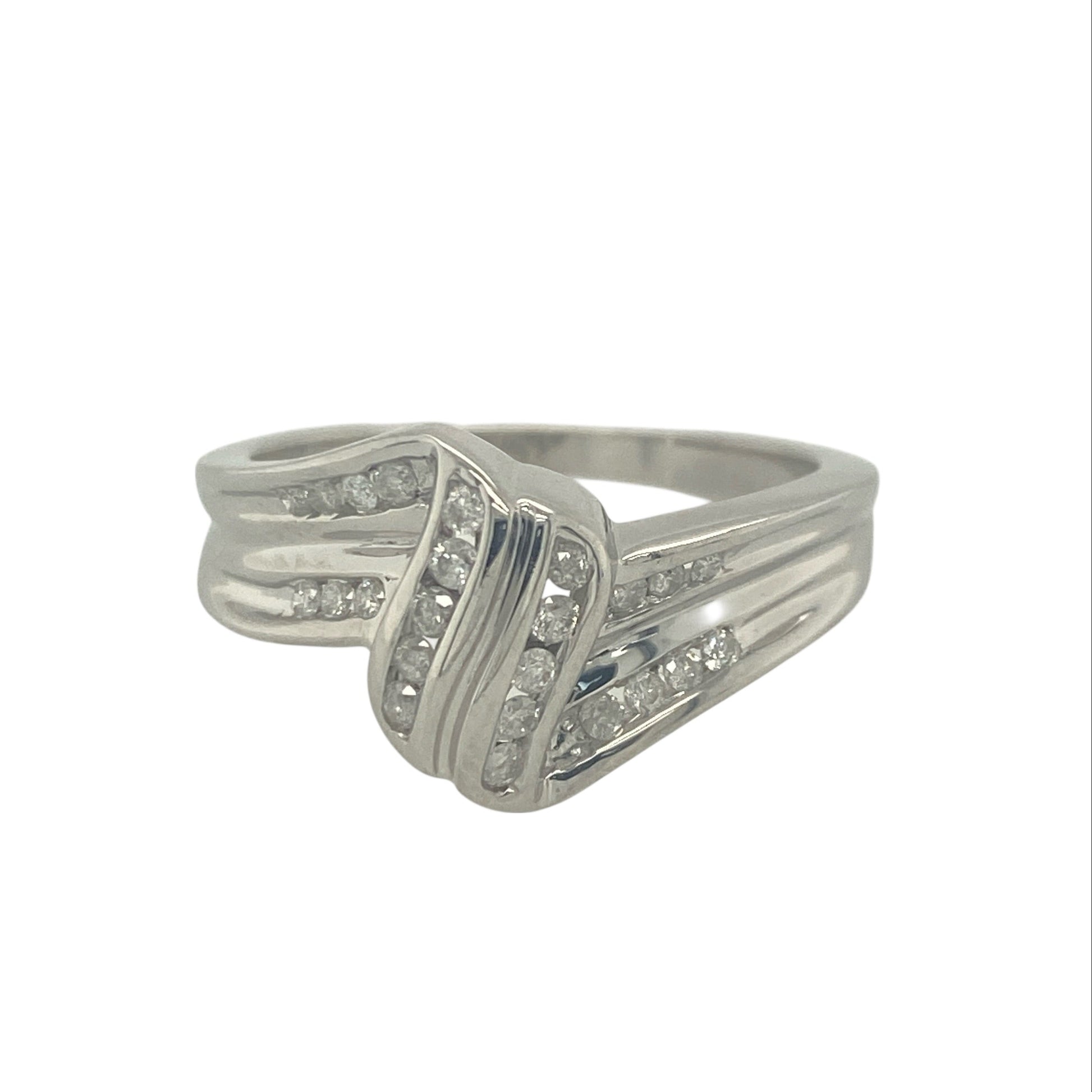 9ct White Gold & Diamond Twist Ring