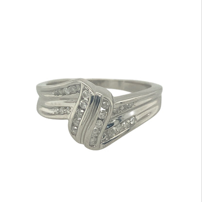 9ct White Gold & Diamond Twist Ring