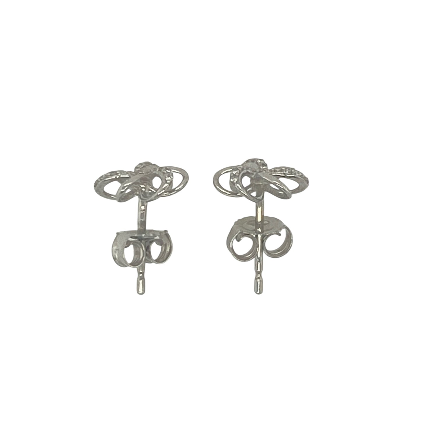 9ct White Gold & Diamond Flower Stud Earrings