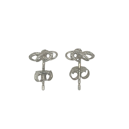 9ct White Gold & Diamond Flower Stud Earrings