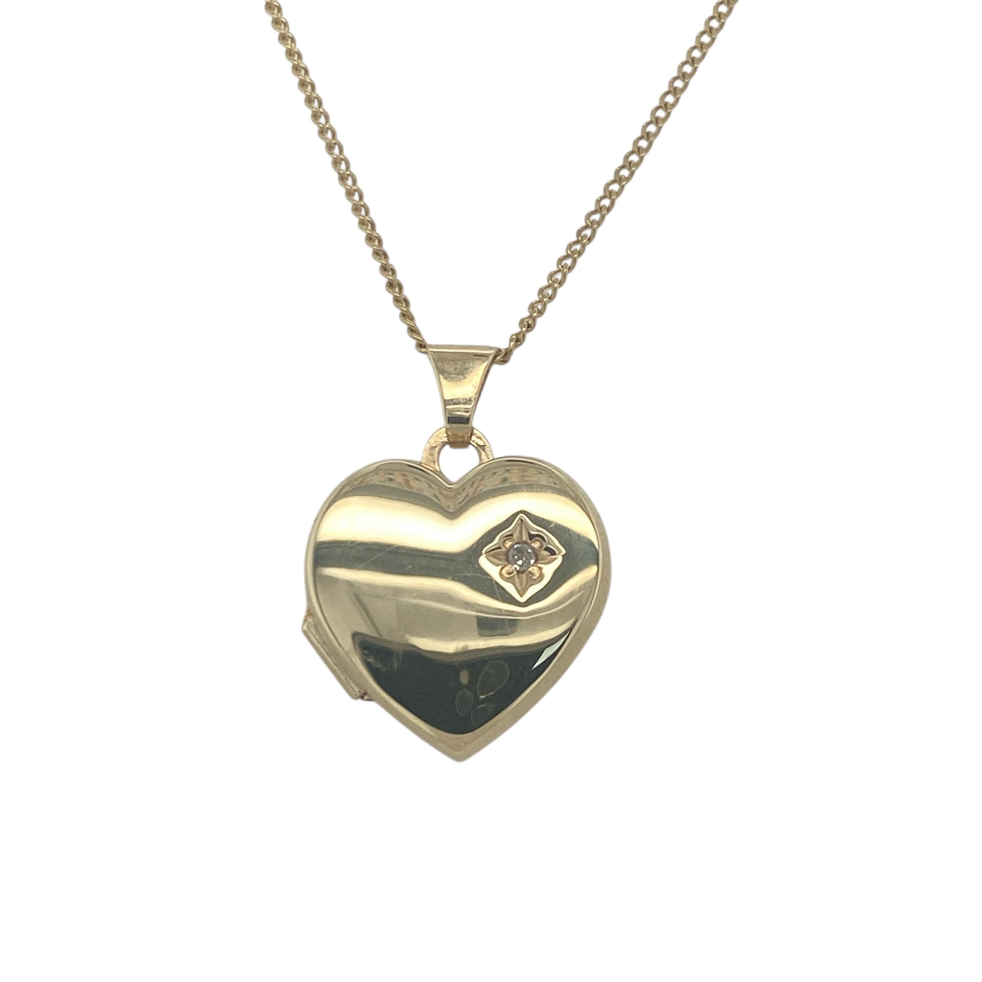 9ct Gold & Diamond Heart Locket 18" Necklace