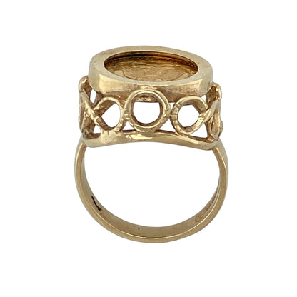 9ct Gold Mount Mexican Dos Pesos Coin Ring