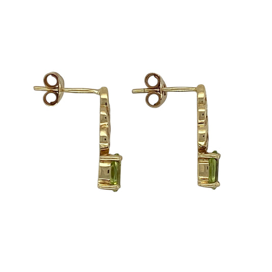 9ct Gold & Peridot Set Celtic Knot Drop Earrings