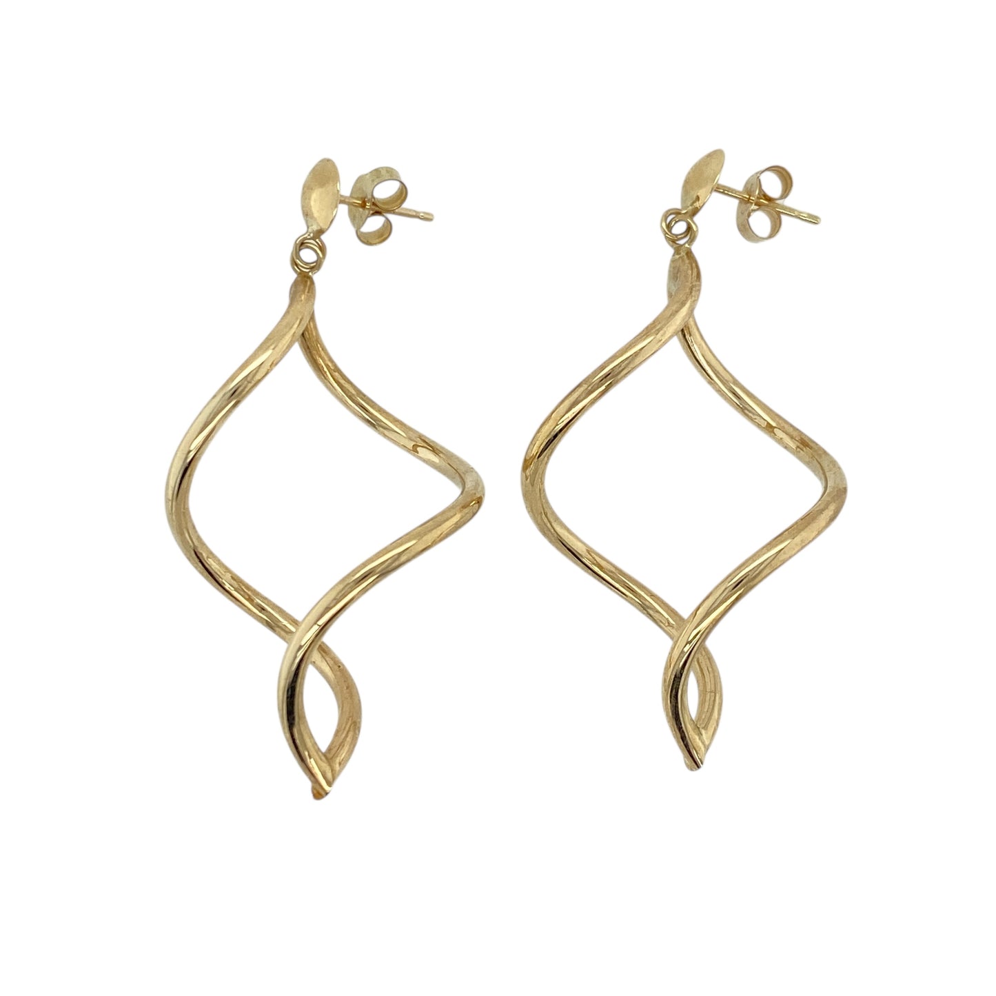 9ct Gold Twisted Drop Earrings