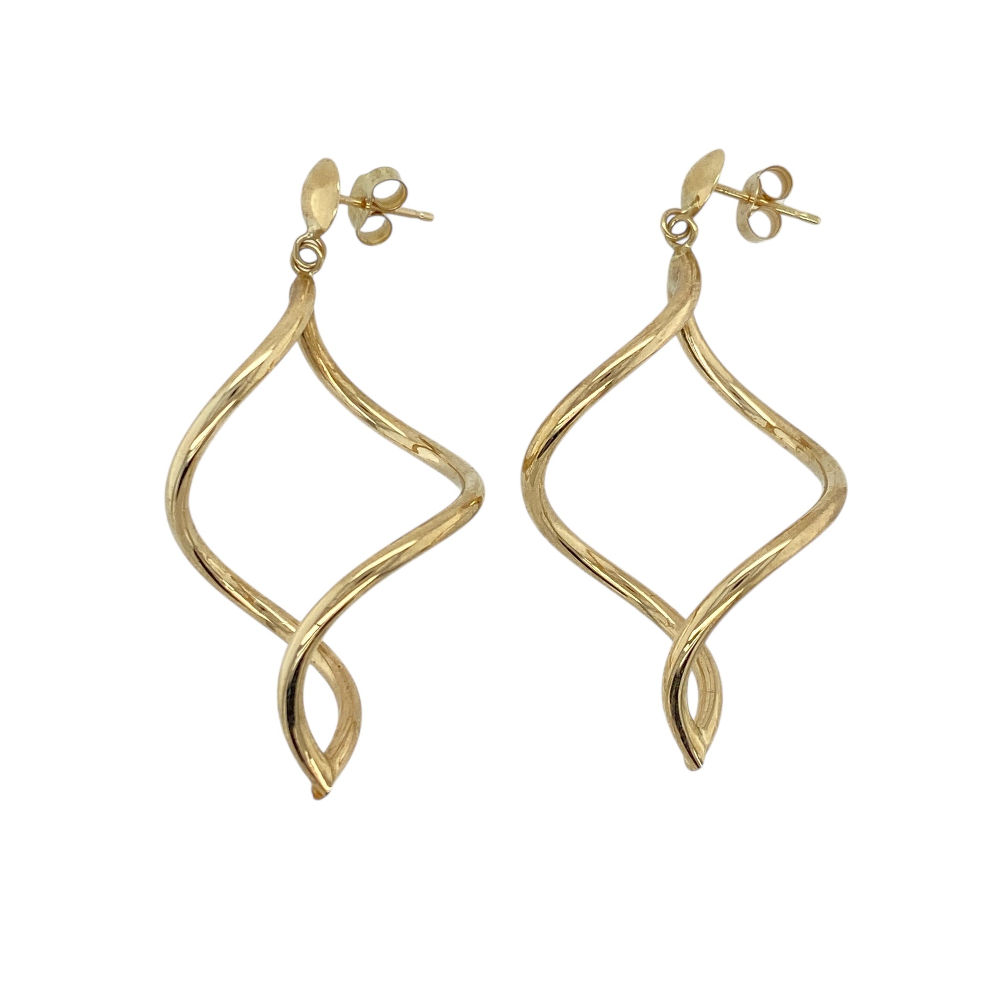 9ct Gold Twisted Drop Earrings