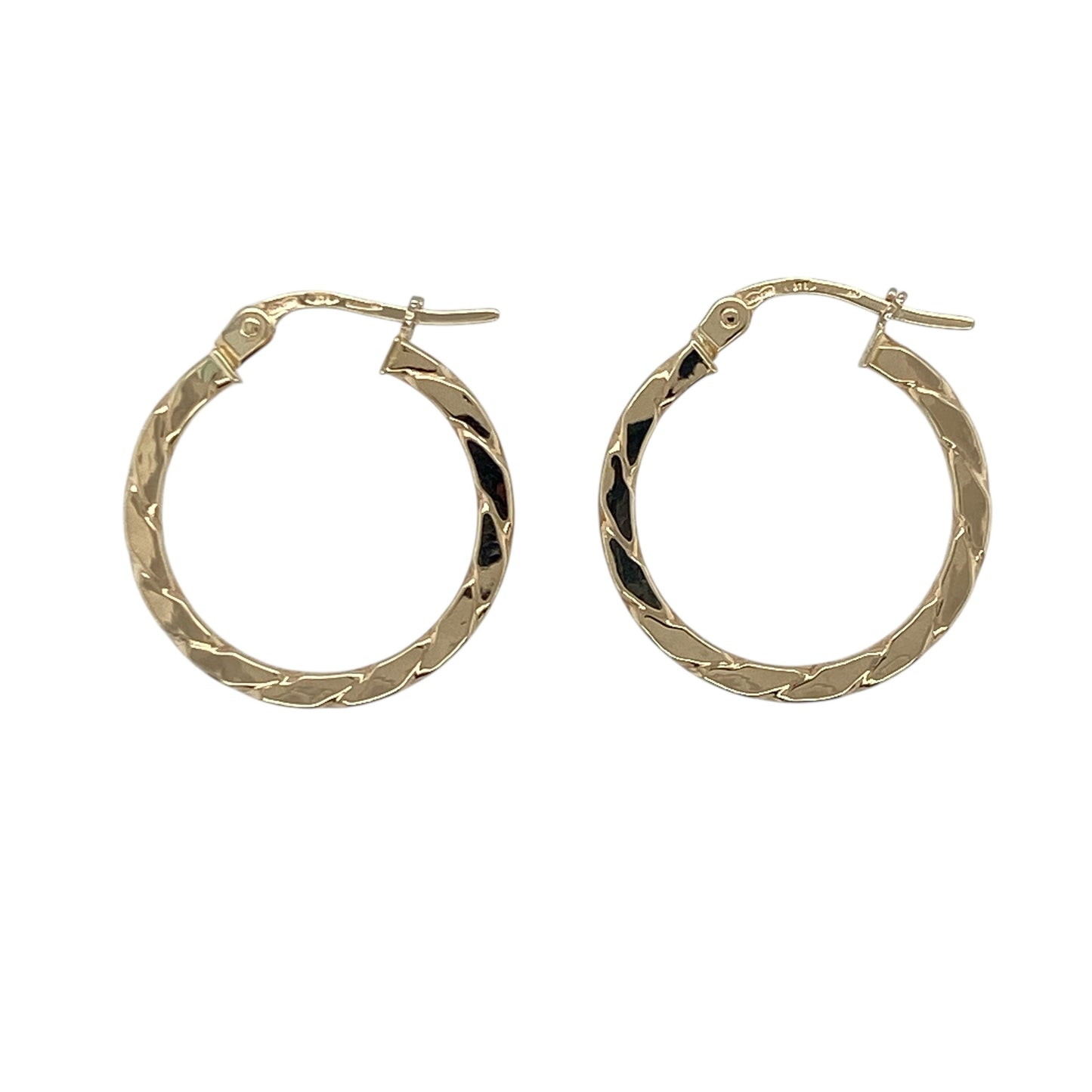 9ct Gold Squared Twisted Hoop Creoles