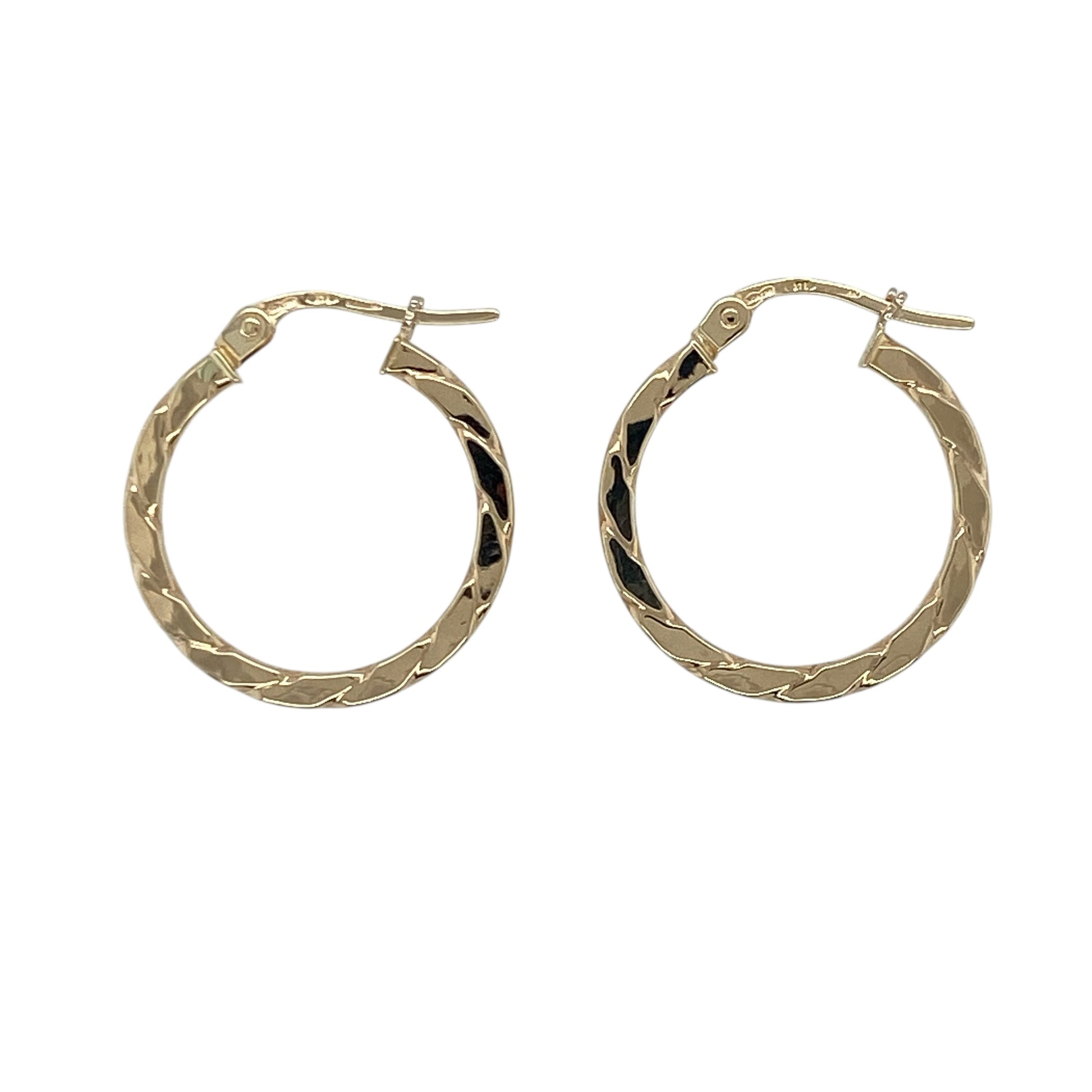 9ct Gold Squared Twisted Hoop Creoles