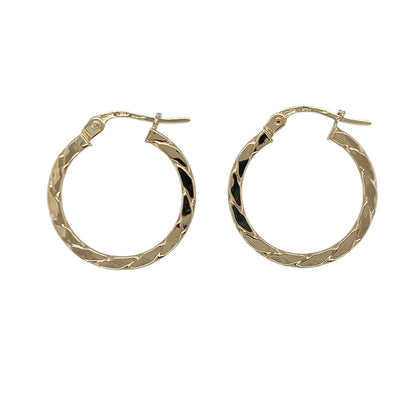9ct Gold Squared Twisted Hoop Creoles
