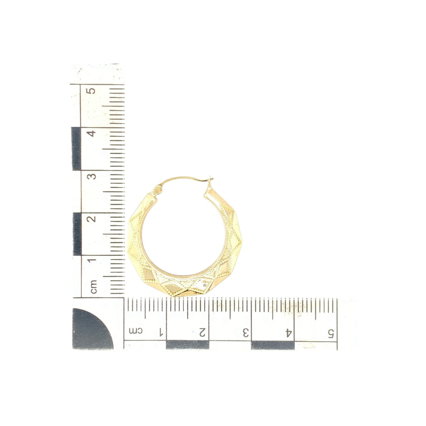 9ct Gold Patterned Hoop Creole Earrings
