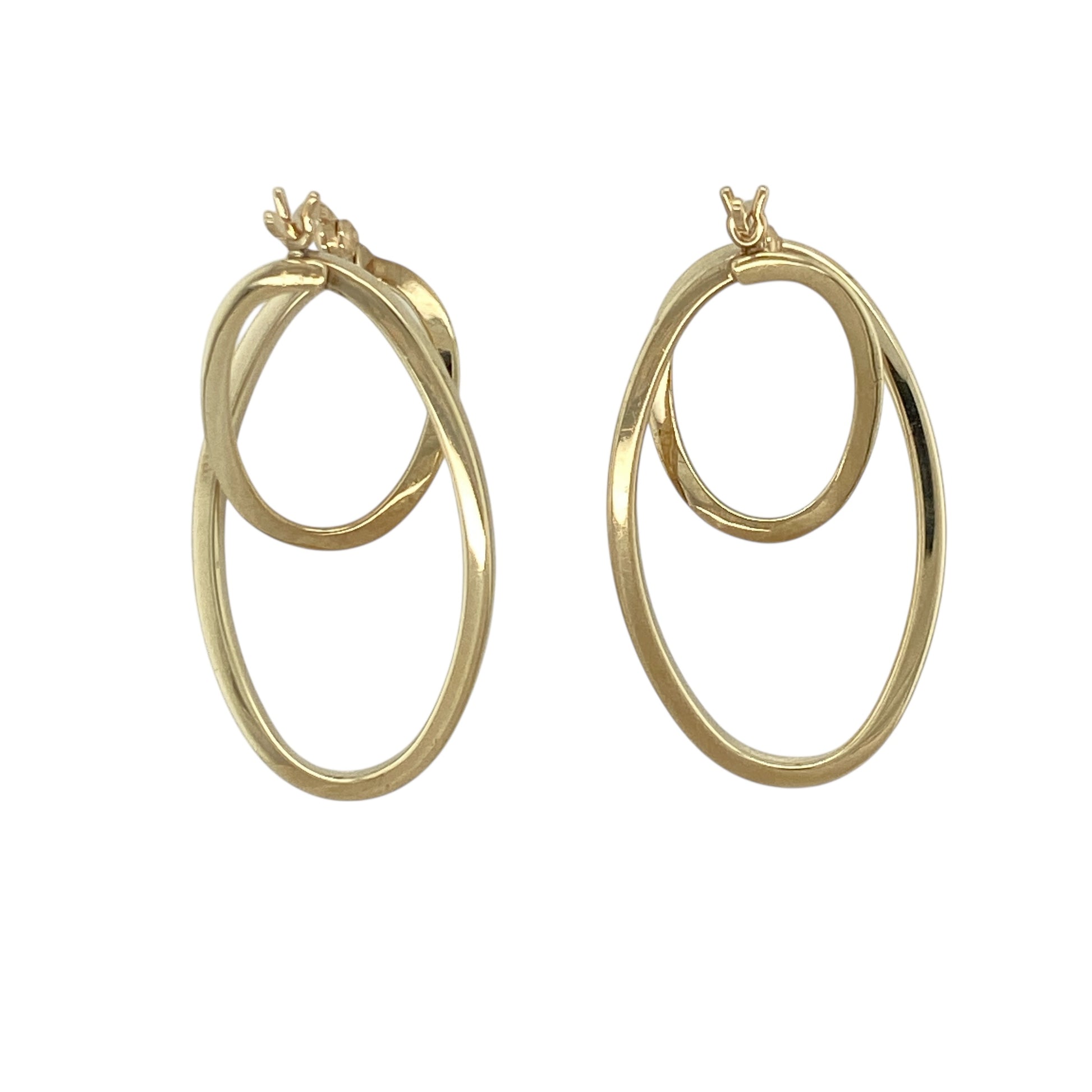 9ct Gold Double Loop Oval Creole Earrings