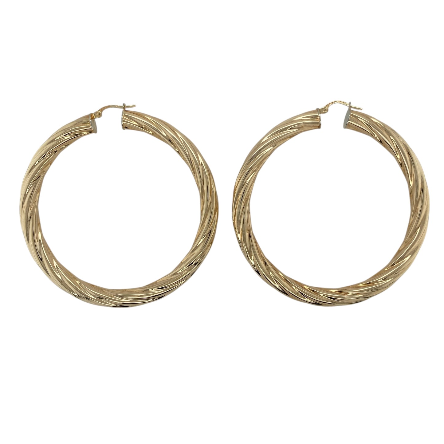 9ct Gold Twisted Large Hoop Creole Earrings