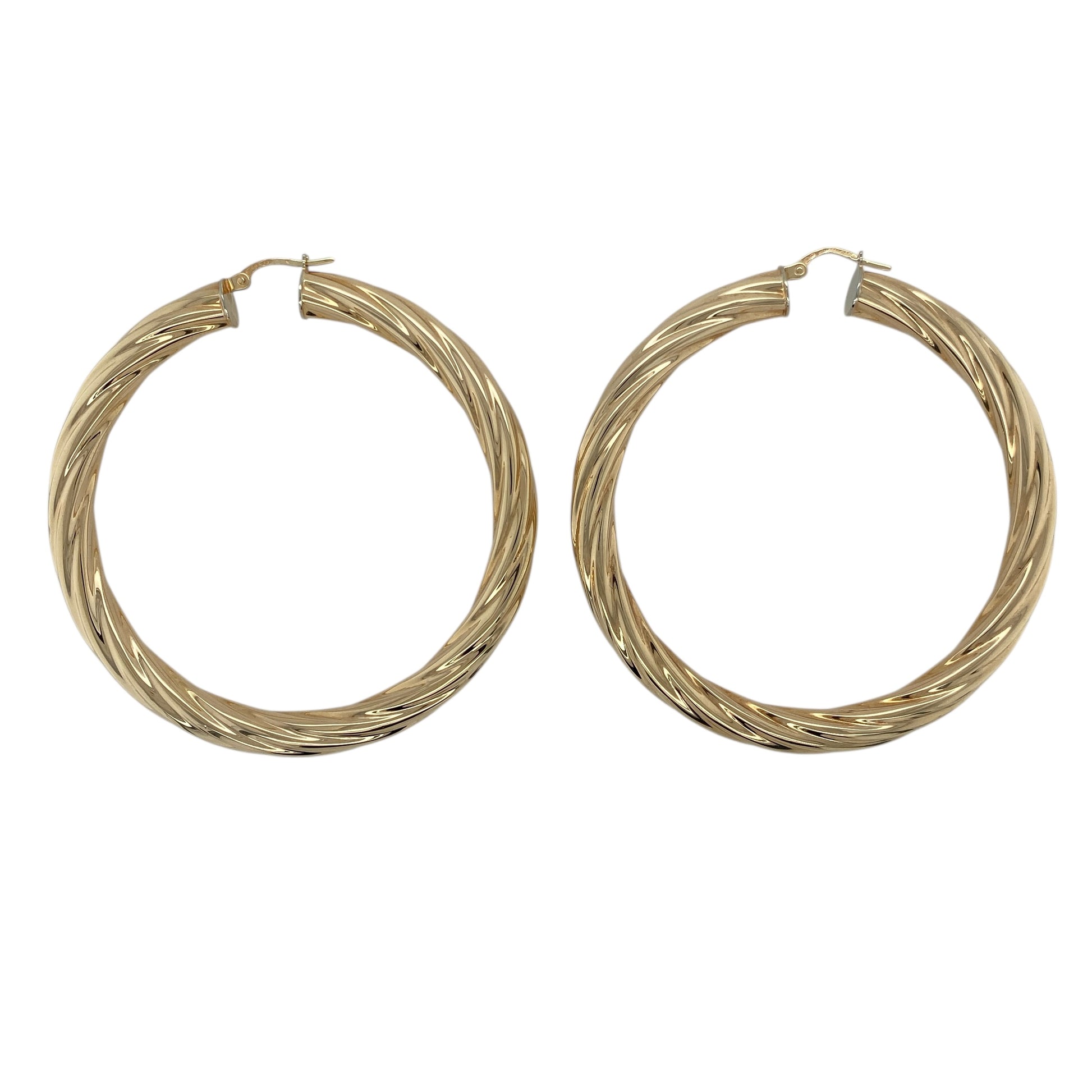 9ct Gold Twisted Large Hoop Creole Earrings