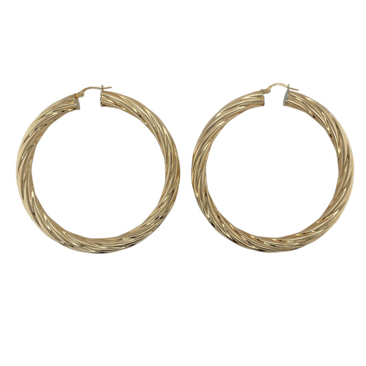 9ct Gold Twisted Large Hoop Creole Earrings