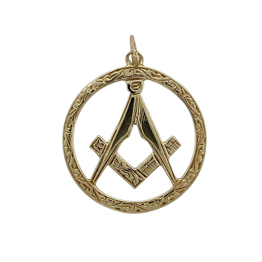 9ct Gold Patterned Masonic Pendant