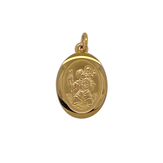 9ct Gold Oval St Christopher Pendant