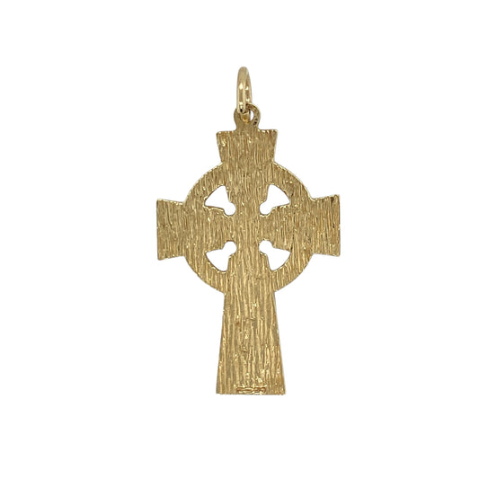 Add a meaningful and heritage-inspired piece to your jewellery collection with this pre-owned 9ct yellow gold patterned Celtic cross pendant, combining traditional symbolism with intricate detail—perfect for everyday wear or as a thoughtful gift.

Design: The pendant features a classic Celtic cross design with detailed patterned engraving, reflecting timeless symbolism of faith, eternity, and heritage.