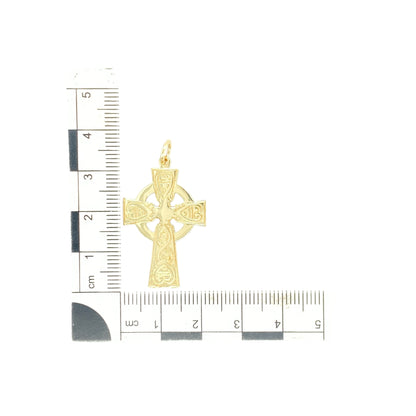 9ct Gold Patterned Celtic Cross Pendant